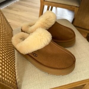 UGG Tan Shearling Slip-Ons